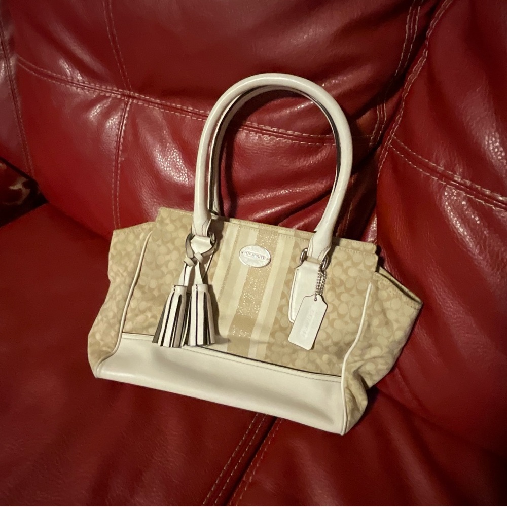 Coach Beige and Cream Satchel Bag